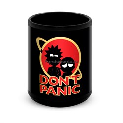 Большая черная кружка "Don't panic" (Рик и Морти) - фото 17140