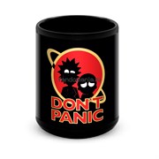 Большая черная кружка "Don't panic" (Рик и Морти)