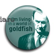 Значок "I'm living in a world of goldfish" (Шерлок)